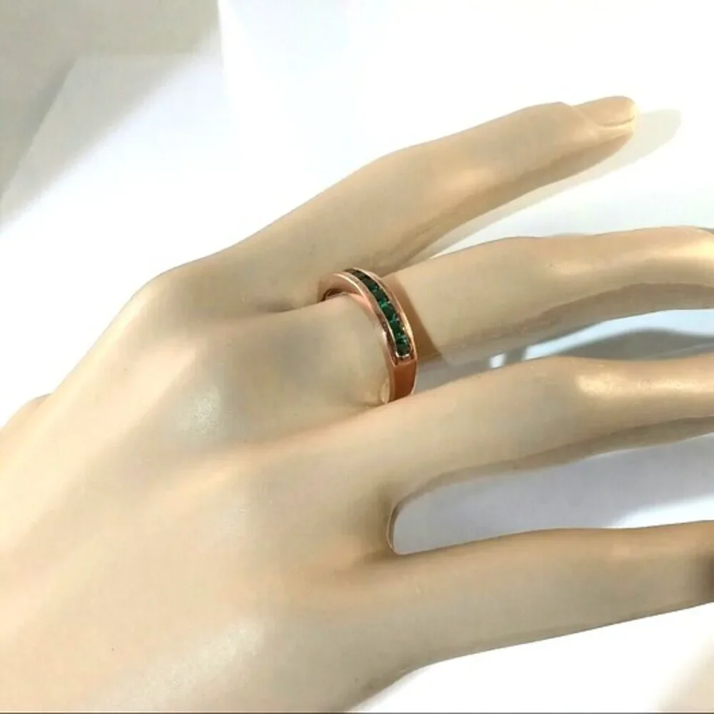 Emerald Ring in Rose Gold Size 7-1/4